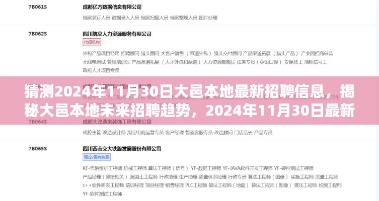 揭秘大邑未来招聘趋势，最新招聘信息猜想与深度解读（预测至2024年11月）