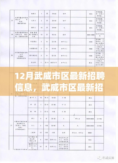 武威市区最新招聘信息概览，职场人的福音降临