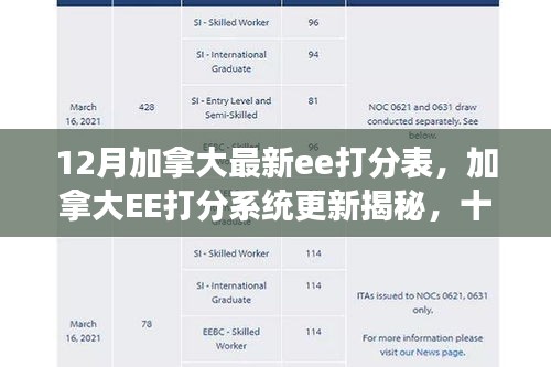加拿大EE打分系统揭秘，十二月最新打分表深度解读与解读指南