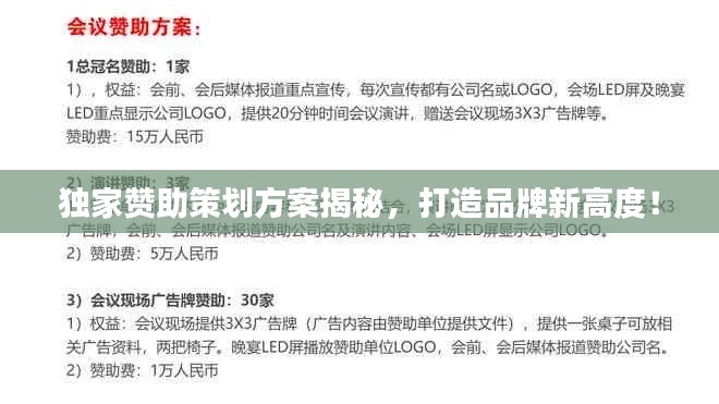 独家赞助策划方案揭秘，打造品牌新高度！
