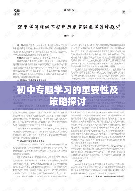 初中专题学习的重要性及策略探讨