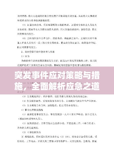 突发事件应对策略与措施，全面解析应急之道