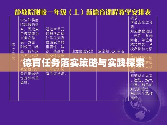 德育任务落实策略与实践探索