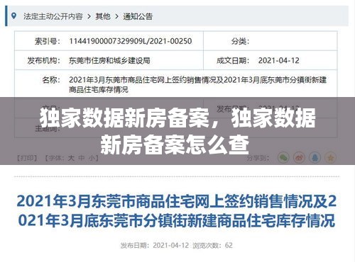 独家数据新房备案，独家数据新房备案怎么查 
