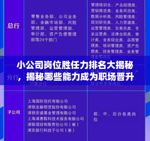 小公司岗位胜任力排名大揭秘，揭秘哪些能力成为职场晋升关键！