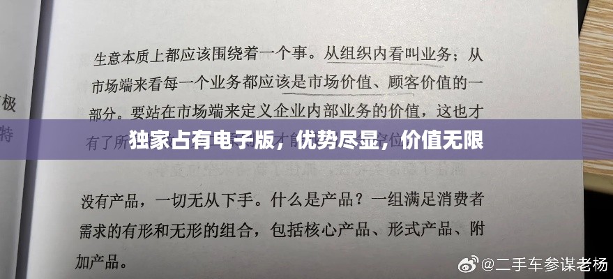 独家占有电子版，优势尽显，价值无限