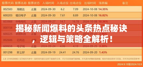 揭秘新闻爆料的头条热点秘诀，逻辑与策略全解析！