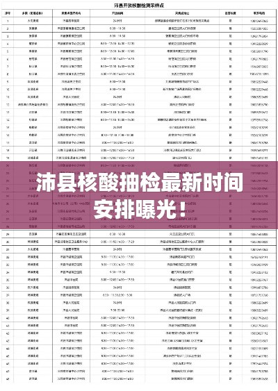 沛县核酸抽检最新时间安排曝光！