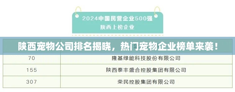 陕西宠物公司排名揭晓，热门宠物企业榜单来袭！