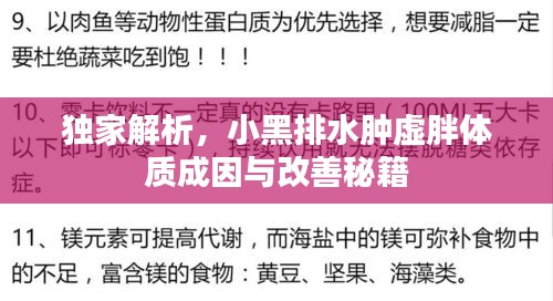独家解析，小黑排水肿虚胖体质成因与改善秘籍