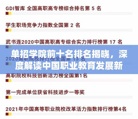 单招学院前十名排名揭晓，深度解读中国职业教育发展新格局