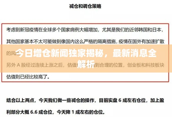 今日增仓新闻独家揭秘，最新消息全解析