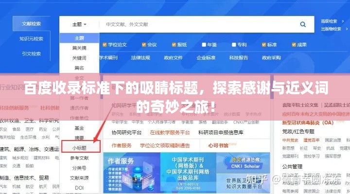 百度收录标准下的吸睛标题，探索感谢与近义词的奇妙之旅！