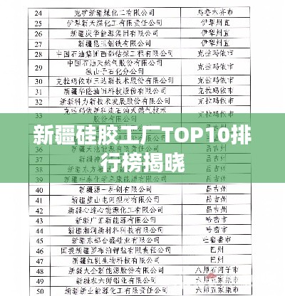 新疆硅胶工厂TOP10排行榜揭晓