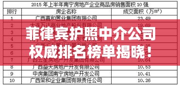 菲律宾护照中介公司权威排名榜单揭晓！