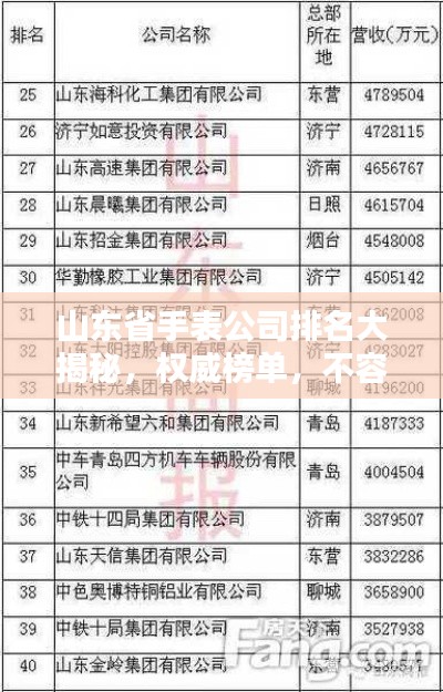 山东省手表公司排名大揭秘，权威榜单，不容错过！