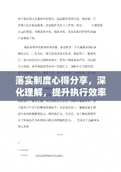 落实制度心得分享，深化理解，提升执行效率