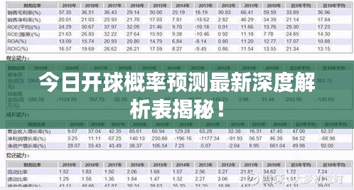 今日开球概率预测最新深度解析表揭秘！