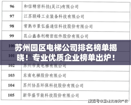 苏州园区电梯公司排名榜单揭晓！专业优质企业榜单出炉！