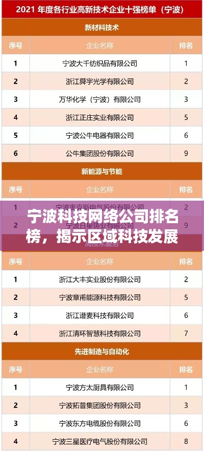 宁波科技网络公司排名榜，揭示区域科技发展的领军力量